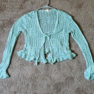 Medium Pastel Green Cropped Cardigan